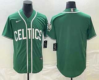 Mens Boston Celtics Blank Green Stitched Baseball Jersey